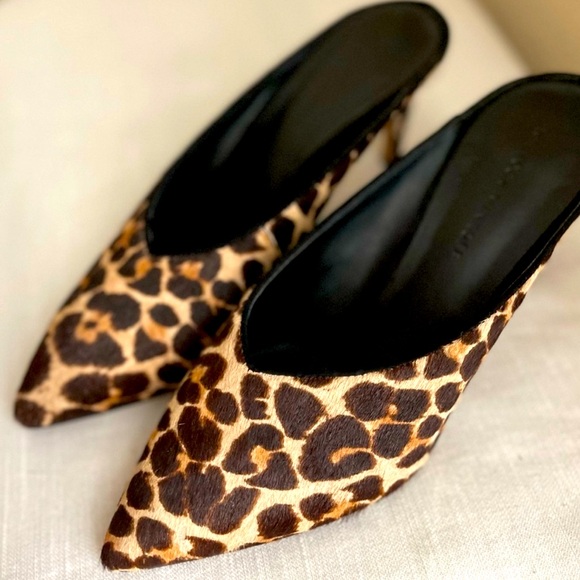 Rebecca Minkoff Shoes - Rebecca Minkoff size 8.5 Gabian Lepard Print real calf hair mid-heel mules NWOB